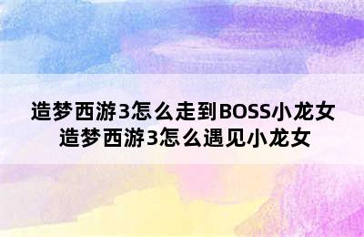 造梦西游3怎么走到BOSS小龙女 造梦西游3怎么遇见小龙女